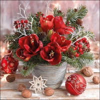 Servietten 33x33 cm - Amaryllis Bouquet Servietten 33x33 cm - Amaryllis Bouquet