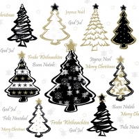 Servietten 33x33 cm - Painted Trees Black