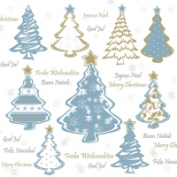 Servietten 33x33 cm - Painted Trees Blue