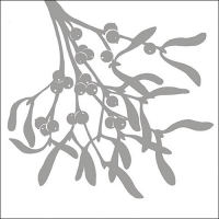 Servietten 33x33 cm - Mistletoe Silhouette Silver
