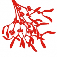 Servietten 33x33 cm - Mistletoe Silhouette Red