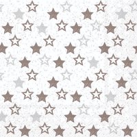 Servietten 33x33 cm - Stars All Over Silver