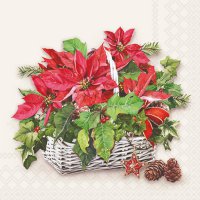 Servietten 33x33 cm - Poinsettia In Basket Servietten 33x33 cm - Poinsettia In Basket
