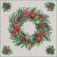 Servietten 33x33 cm - Wreath on Linen