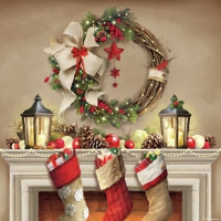 Servietten 33x33 cm - Wreath and Socks Servietten 33x33 cm - Wreath and Socks