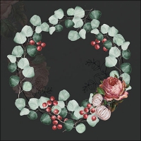 Servietten 33x33 cm - Wreath of Eucalyptus Black Servietten 33x33 cm - Wreath of Eucalyptus Black