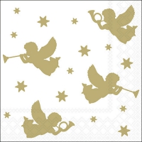 Servietten 33x33 cm - Trumpet Angels Gold Servietten 33x33 cm - Trumpet Angels Gold