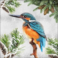 Servietten 33x33 cm - Kingfisher In Snow Servietten 33x33 cm - Kingfisher In Snow