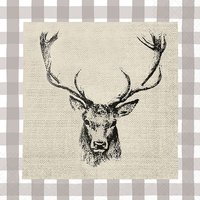 Servietten 33x33 cm - Checked Stag Head Brown Servietten 33x33 cm - Checked Stag Head Brown