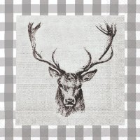 Servietten 33x33 cm - Checked Stag Head Grey Servietten 33x33 cm - Checked Stag Head Grey