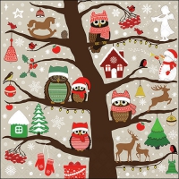Servietten 33x33 cm - Christmas Owls Servietten 33x33 cm - Christmas Owls