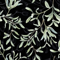 Servietten 33x33 cm - Mistletoe All Over Black Servietten 33x33 cm - Mistletoe All Over Black