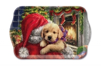 Tablett - 13X21cm Puppy At Fire