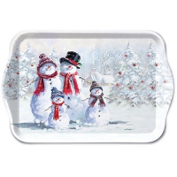 Tablett - 13X21cm Snowman With Hat
