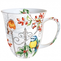 Porzellan-Tasse -  0.4 L Birds & Holly