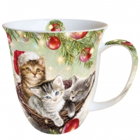 Porzellan-Tasse - 0.4 L Cats In Basket Porzellan-Tasse - 0.4 L Cats In Basket