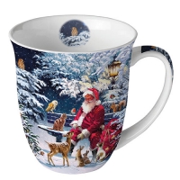 Porzellan-Tasse -  0.4 L Santa On Bench