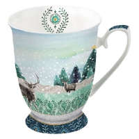 Porzellan-Tasse -  0.25 L Deer Winterscene