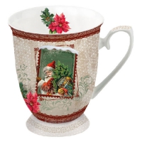 Porzellan-Tasse -  0.25 L Santa Stamp