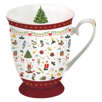 Porzellan-Tasse - Ornaments All Over Red