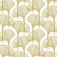 Servietten 33x33 cm - Gingko, weiß-gold