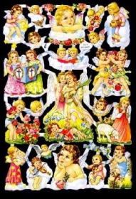 Glanzbilder mit Gold-Glimmer - verschiedene Engel