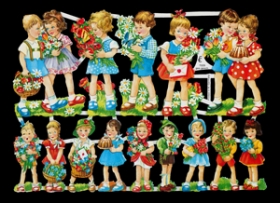 Glanzbilder - Kinder mit Blumen