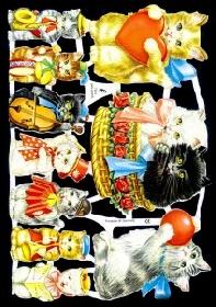 Glanzbilder - menschliche Katzen 50er J. Glanzbilder - menschliche Katzen 50er J.