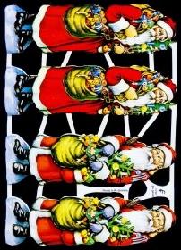 Glanzbilder - 4 Weihnachtsmänner quer