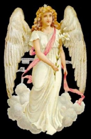 Glanzbilder mit Silber-Glimmer - großer Engel auf Wolke