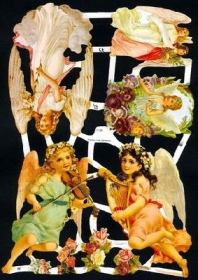 Glanzbilder mit Gold-Glimmer - verschiedene Engel