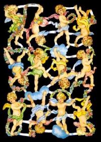 Glanzbilder mit Silber-Glimmer - 12 Engel