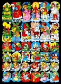 Glanzbilder mit Silber-Glimmer - 36 verschiedene Weihnachtsbildchen