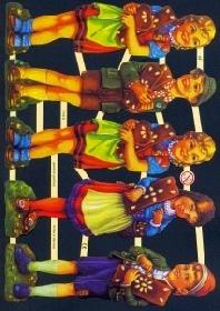 Glanzbilder - 5 Kinder mit Lebkuchen Glanzbilder - 5 Kinder mit Lebkuchen