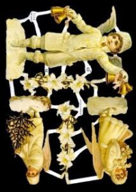 Glanzbilder mit Gold-Glimmer - weiße Engel mit Glocken