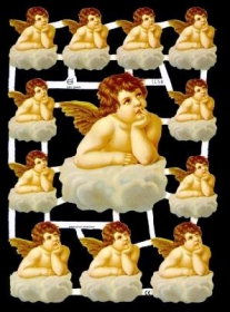 Glanzbilder mit Silber-Glimmer - Puttenengel