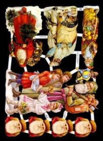 Glanzbilder mit Silber-Glimmer - verschiedene Weihnachtsmänner