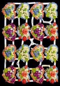 Glanzbilder mit Silber-Glimmer - 16 Blumenherze