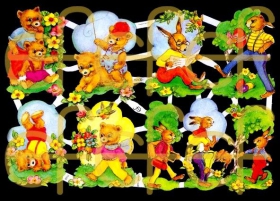 Glanzbilder mit Silber-Glimmer - Bären und Hasen