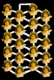 Glanzbilder mit Silber-Glimmer - 12 Engelköpfe