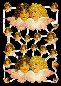 Glanzbilder - 2 x 2 große Engelköpfe