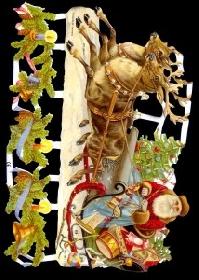 Glanzbilder - Schlitten mit Weihnachtsmann