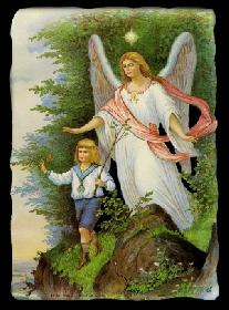 Glanzbilder - großer Schutzengel mit Kind