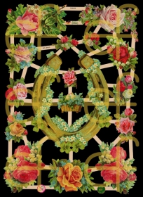 Glanzbilder mit Silber-Glimmer - Hufeisen mit Rosen Glanzbilder mit Silber-Glimmer - Hufeisen mit Rosen