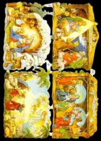 Glanzbilder mit Gold-Glimmer - drei mal die Krippe Glanzbilder mit Gold-Glimmer - drei mal die Krippe