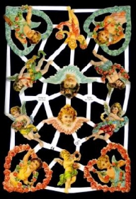 Glanzbilder mit Gold-Glimmer - verschiedene Engel, 4 im Blumenherz Glanzbilder mit Gold-Glimmer - verschiedene Engel, 4 im Blumenherz