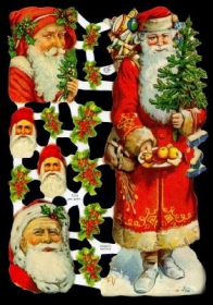 Glanzbilder mit Silber-Glimmer - ein großer Weihnachtsmann