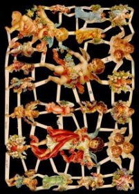 Glanzbilder mit Gold-Glimmer - 3 mittlere Engel und viele kleine Engel Glanzbilder mit Gold-Glimmer - 3 mittlere Engel und viele kleine Engel