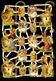 Glanzbilder mit Silber-Glimmer - Osterbogen mit 6 größeren Osterhasen