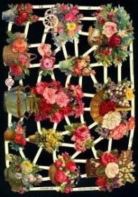 Glanzbilder mit Silber-Glimmer - Blumen in Vasen und Körben Glanzbilder mit Silber-Glimmer - Blumen in Vasen und Körben